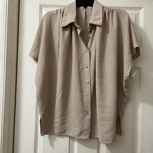 Chic Beige Button-Up Blouse